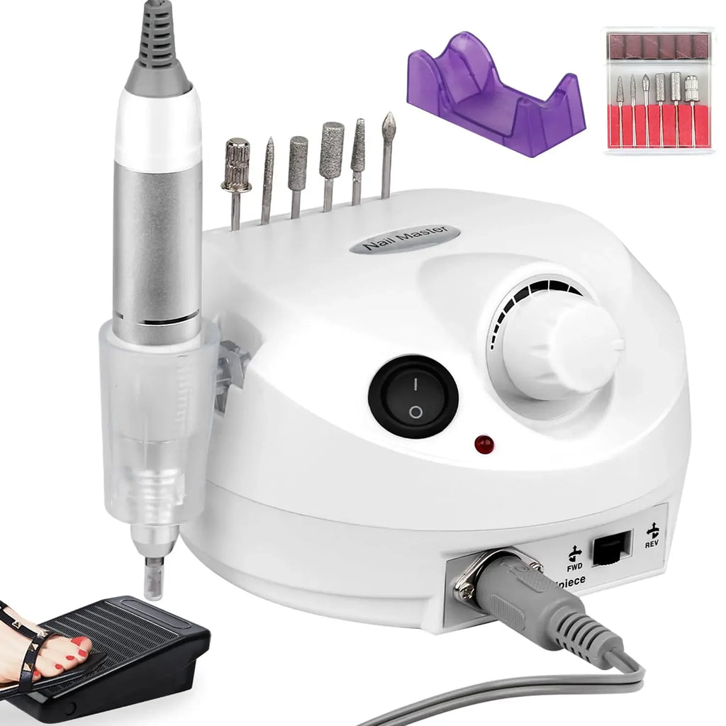 Electric 30000 RPM Nail Drill Machine Kit with Foot Pedal Nail Drill Bits Nails Manicure Set Nail Grinder for Gel Remove Polish