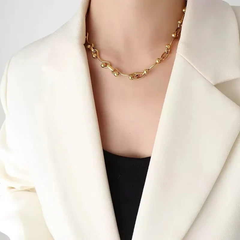 EILIECK 316L Stainless Steel Fashion Snake Pattern Chain Necklace For Women Daily Wear Trendy Neck Chain Waterproof Jewelry Gift
