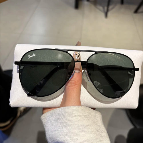 2026 New Glass Sunglasses For Men Fashion With UV Protection Large Frame Refreshing Sunshade For Driving Pilot Style Glasses