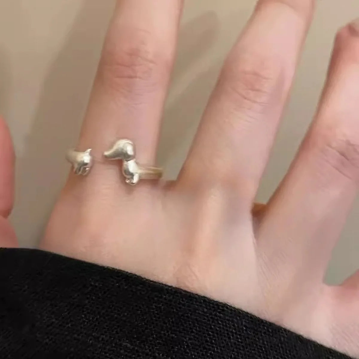 Adjustable Dachshund Rings, Stainless Steel Cute Jewelry for Women, Comfort Fit Daily Wear Best Friend Gift Idea