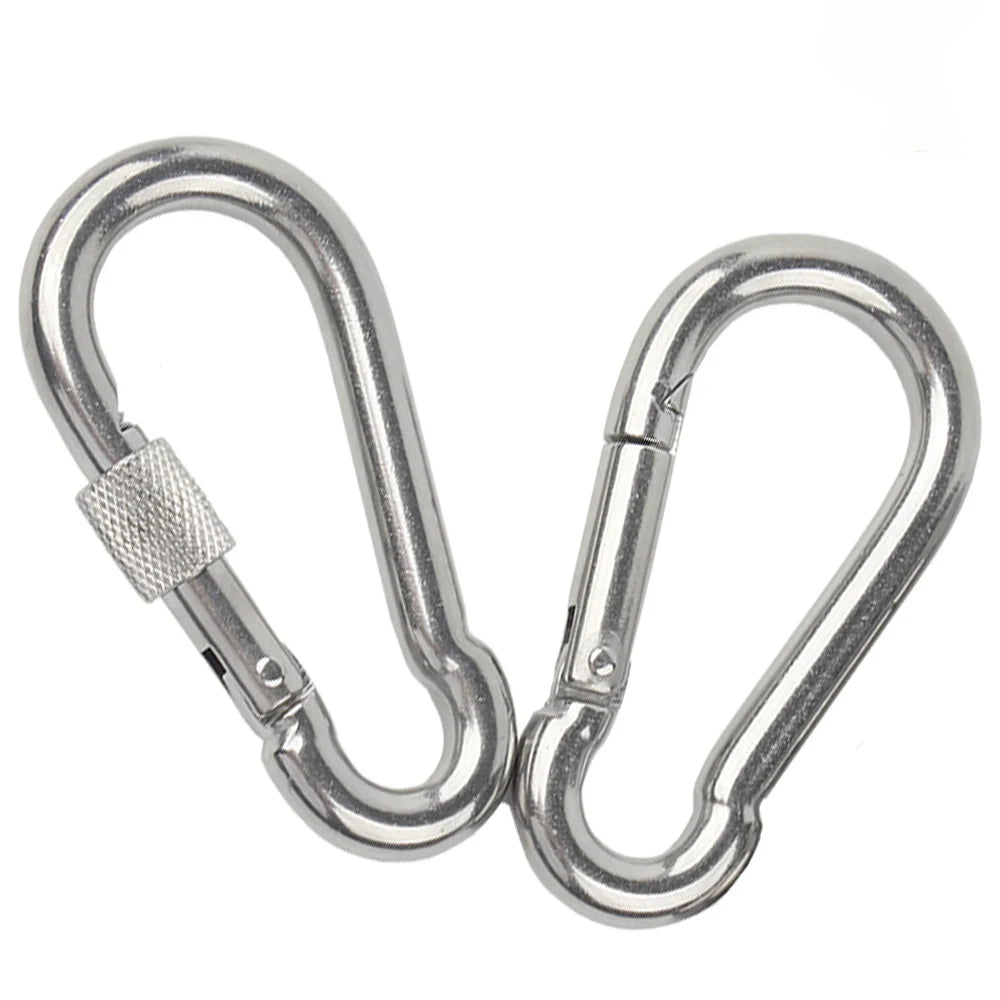 1/2/5Pcs M4 M5 M6 M8 M10 304 Stainless Steel Spring Snap Carabiner Quick Link Lock Ring Hook Snap Shackle Chain Fastener Hook