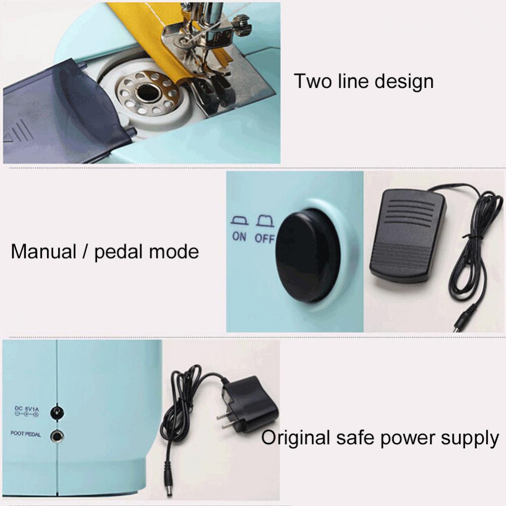 Mini Sewing Machines Portable Electric Household Stitching Sew Fabric Pedal Mini Foot Hand Table Model Sewing Electric Machine