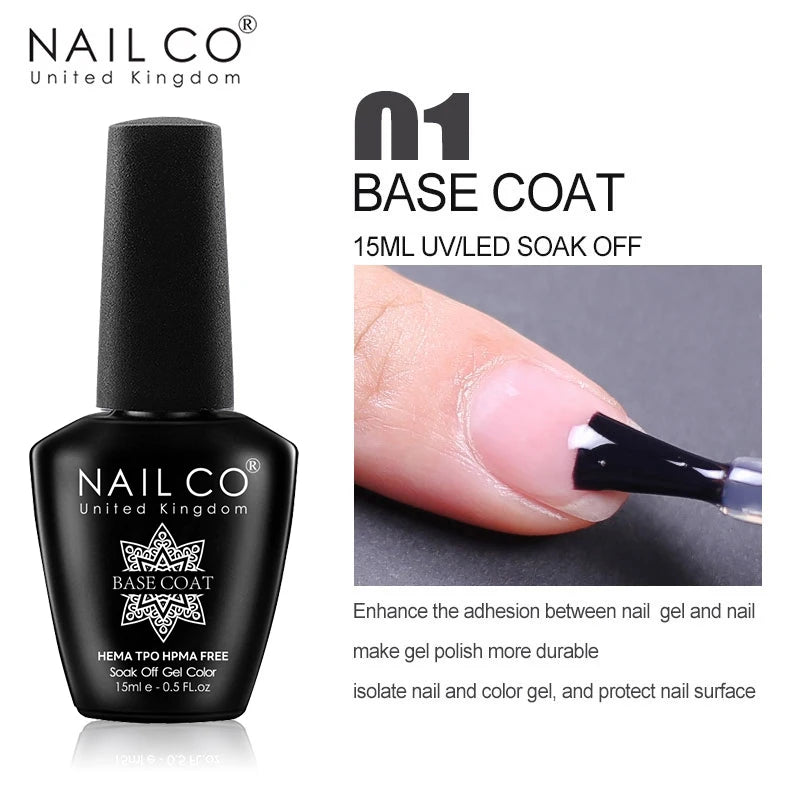NAILCO 15ml Hema TPO Free Gel Nails Poilsh Vernis Semi Permanent UV Varnish Gel Nail Art Manicure Design TOP BASE Varnish Hybrid