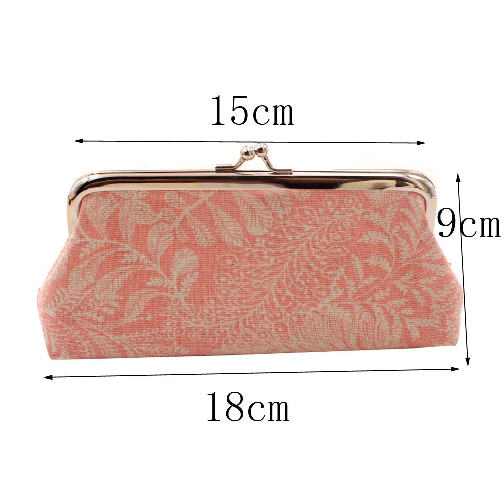Long Coin Purse Wallet Women Vintage Leaf Print Wallet Card Holders Hasp Creative Clutch Bag Female Lipstick Storage Bag