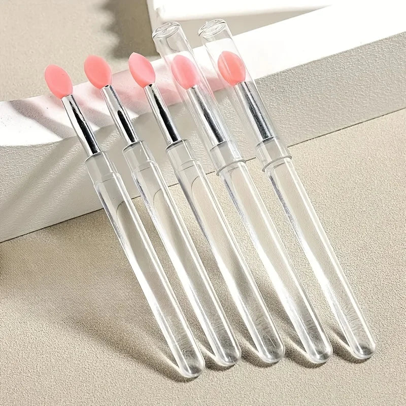 5 reusable silicone nail brushes with mirror effect - double head makeup&nail polish applicator