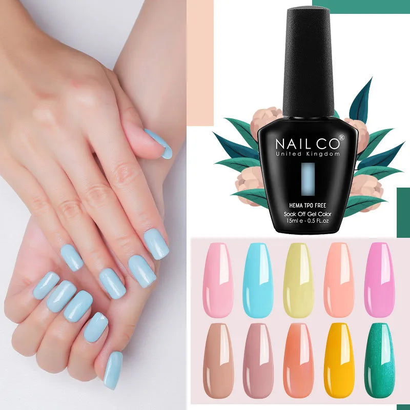 NAILCO 15ml Hema TPO Free Gel Nails Poilsh Vernis Semi Permanent UV Varnish Gel Nail Art Manicure Design TOP BASE Varnish Hybrid