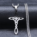 Witch Celtic Knot Cross Heart Pendant Necklace Stainless Steel Wicca Pagan Amulet Necklaces Witch Jewelry collares para mujer