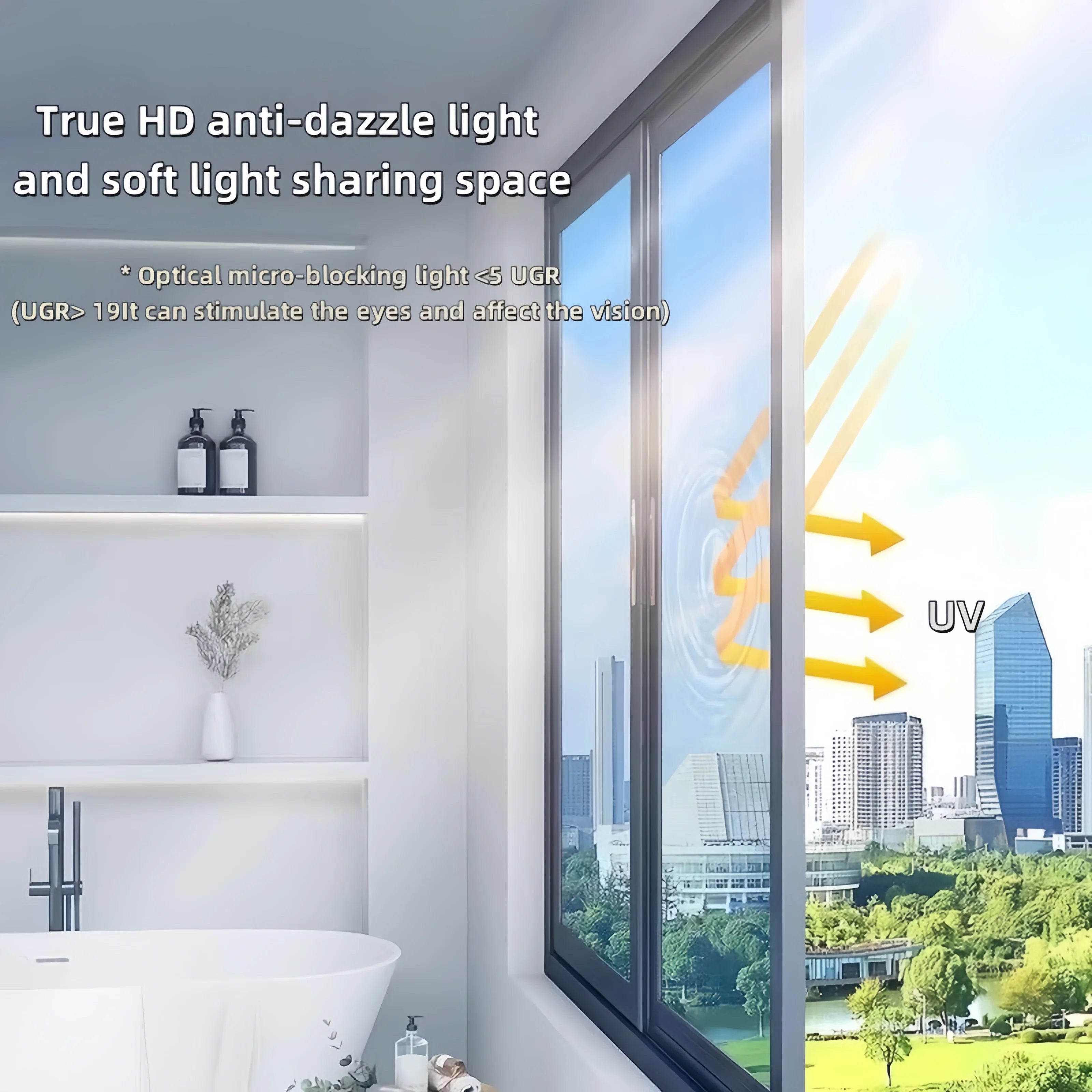 Silver Sun Protection and Heat Insulation Film Glass Sticker, Anti-Peeping, Anti-Light Leakage, Blackout Balcony Sunshade, One-Way Perspective Privacy Window Film