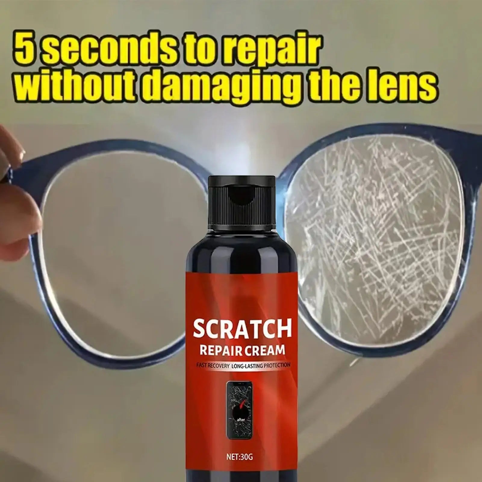 Glass Scratch Remover & Polishing Cream Quick Repair Kit for Phone Screen Watch Laptop Touchscreen, Sunglasses Electronics