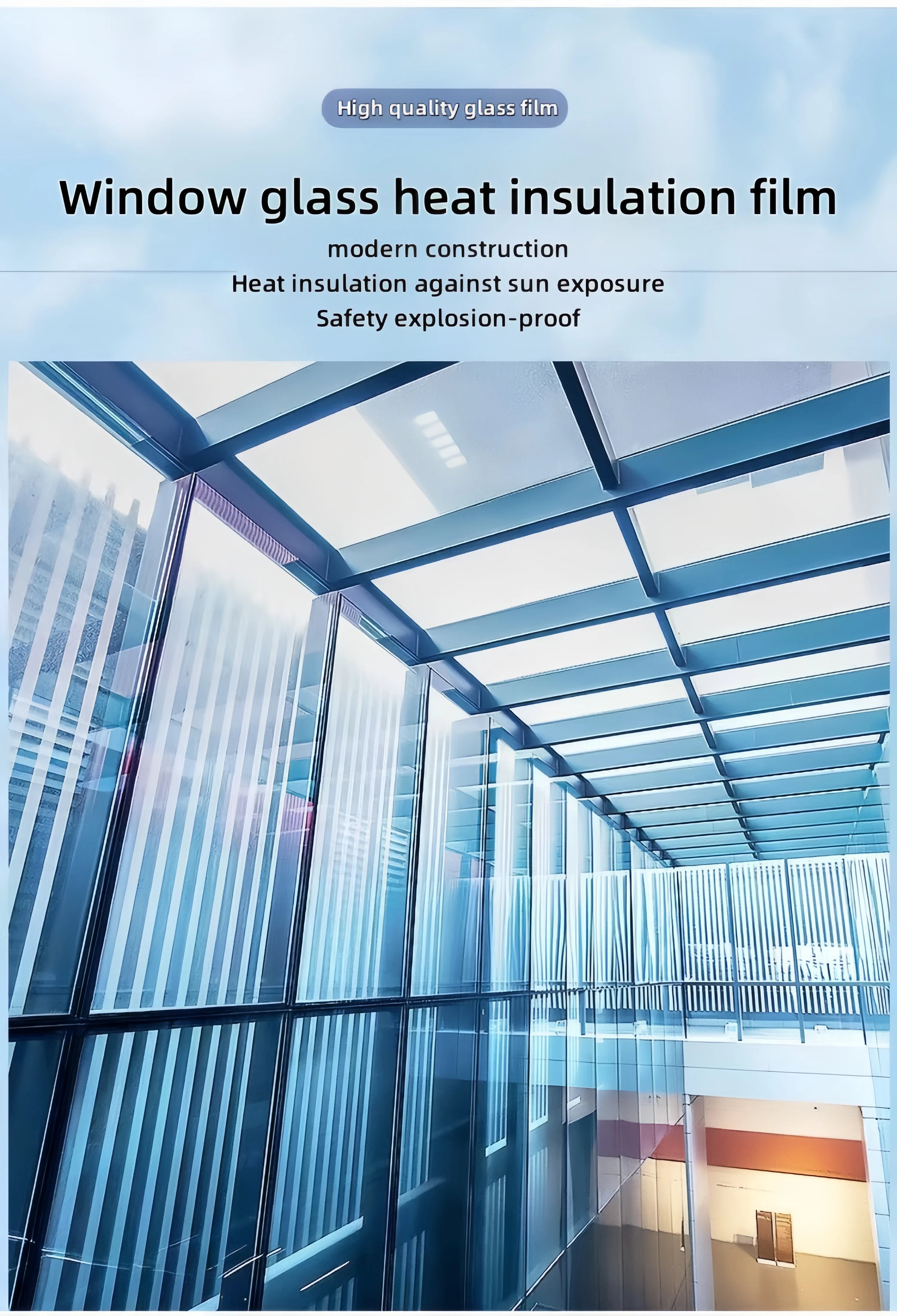 Silver Sun Protection and Heat Insulation Film Glass Sticker, Anti-Peeping, Anti-Light Leakage, Blackout Balcony Sunshade, One-Way Perspective Privacy Window Film