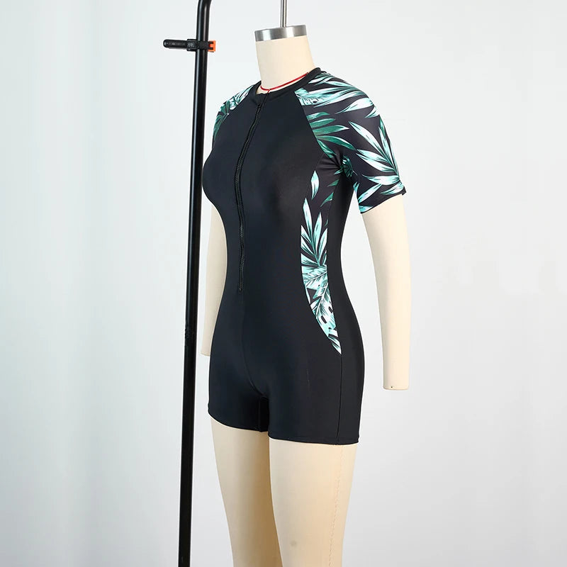 2024 Women Swimsuits One Piece Sports Beach Bathing Suits with Zipper Woman Monokini Lady Bodysuits Sunscreen Surfing Swimwear