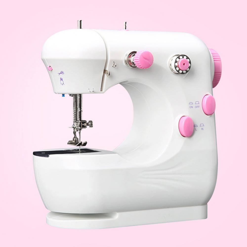 Mini Sewing Machines Portable Electric Household Stitching Sew Fabric Pedal Mini Foot Hand Table Model Sewing Electric Machine