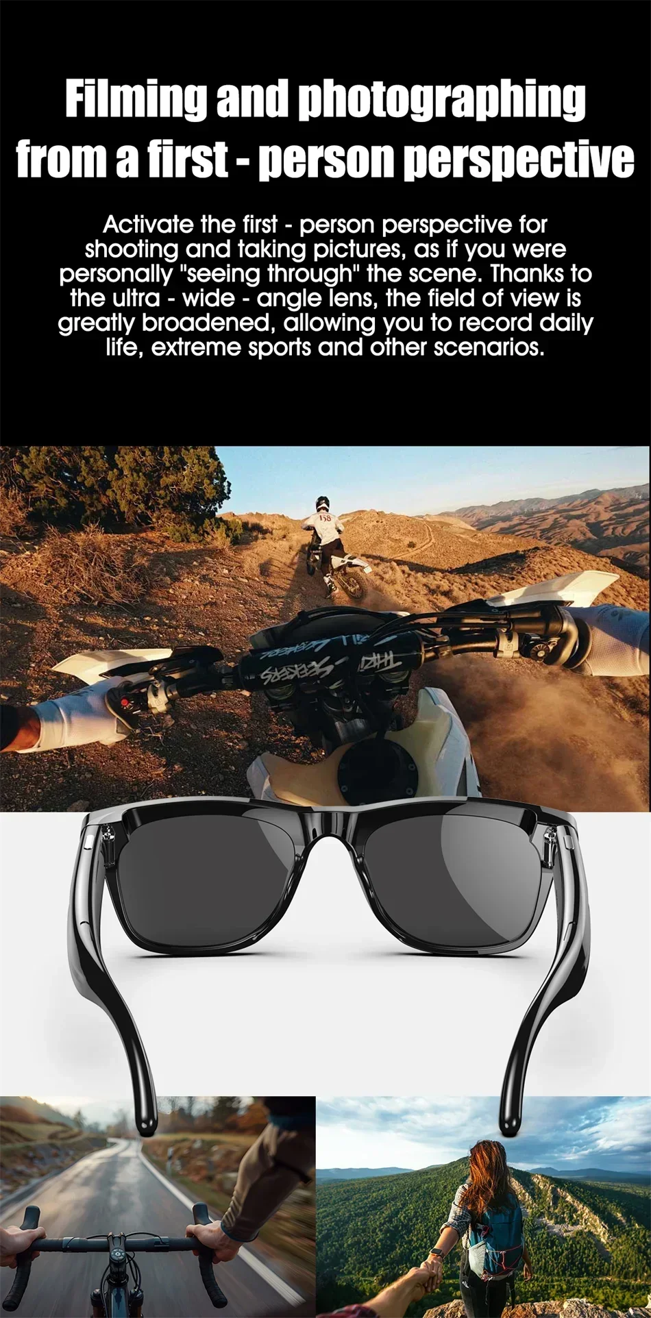 Lenovo AI Smart Glasses With 8K 1200mp Camera Chat Gpt Touch Sport Sunglasses Music Player Bluetooth Calling Voice Assistant