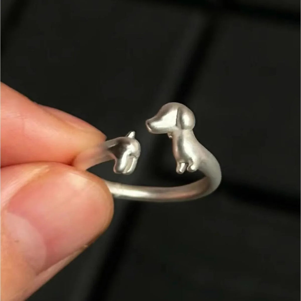 Adjustable Dachshund Rings, Stainless Steel Cute Jewelry for Women, Comfort Fit Daily Wear Best Friend Gift Idea