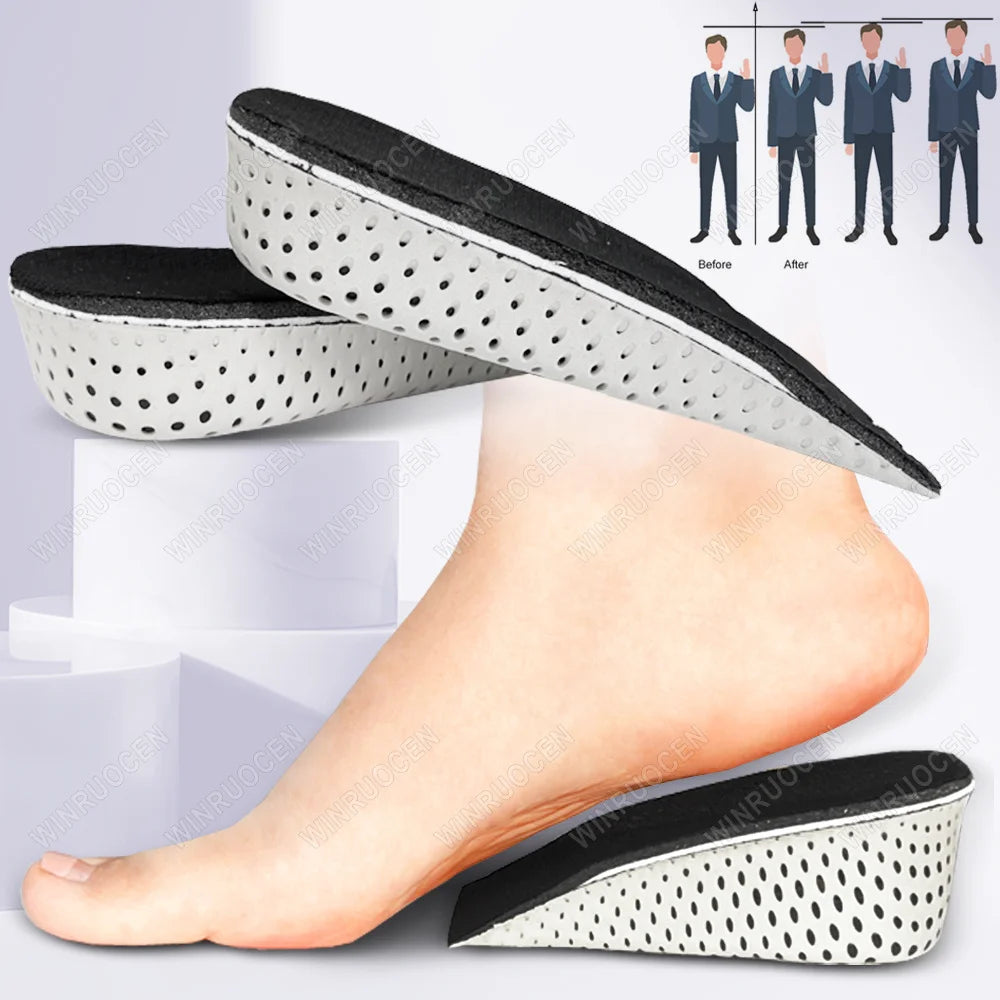 1/2 Pairs 2/3/4/5cm Height Increase Insoles Unisex Memory Foam Heel Lifts Breathable Sweat Absorbent Elevator Shoe Pads insoles