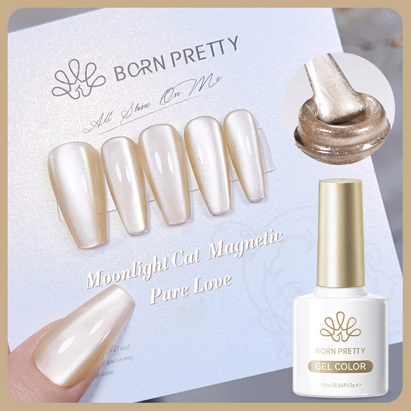 BORN PRETTY 10ml Silver Water Light Cat Magnetic Gel Nail Polish Nail Supplies Vernis Semi Permanent Gel for Fall Winter Nails