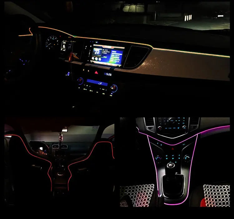 LED Car Ambient Lamp Car Interior Decoration Light Cold Light Strips  Waterproof Dashboard Console Lamp1/2/3/4/5M 12V Universal