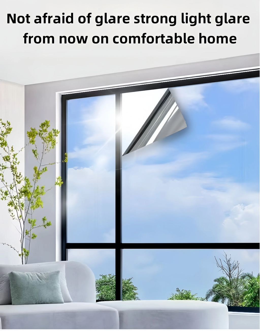 Silver Sun Protection and Heat Insulation Film Glass Sticker, Anti-Peeping, Anti-Light Leakage, Blackout Balcony Sunshade, One-Way Perspective Privacy Window Film