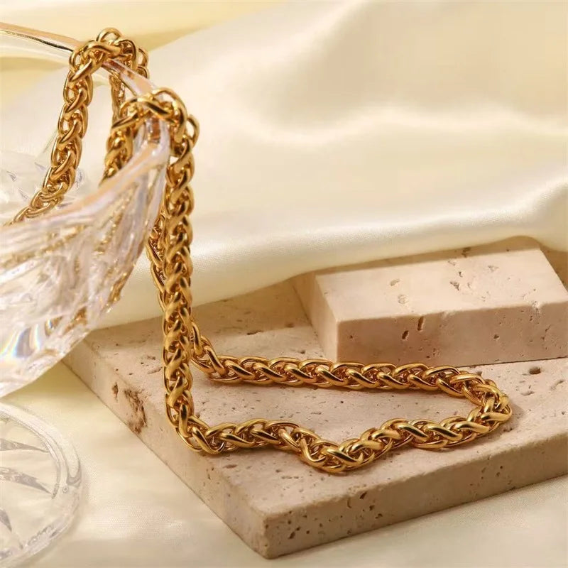 EILIECK 316L Stainless Steel Fashion Snake Pattern Chain Necklace For Women Daily Wear Trendy Neck Chain Waterproof Jewelry Gift