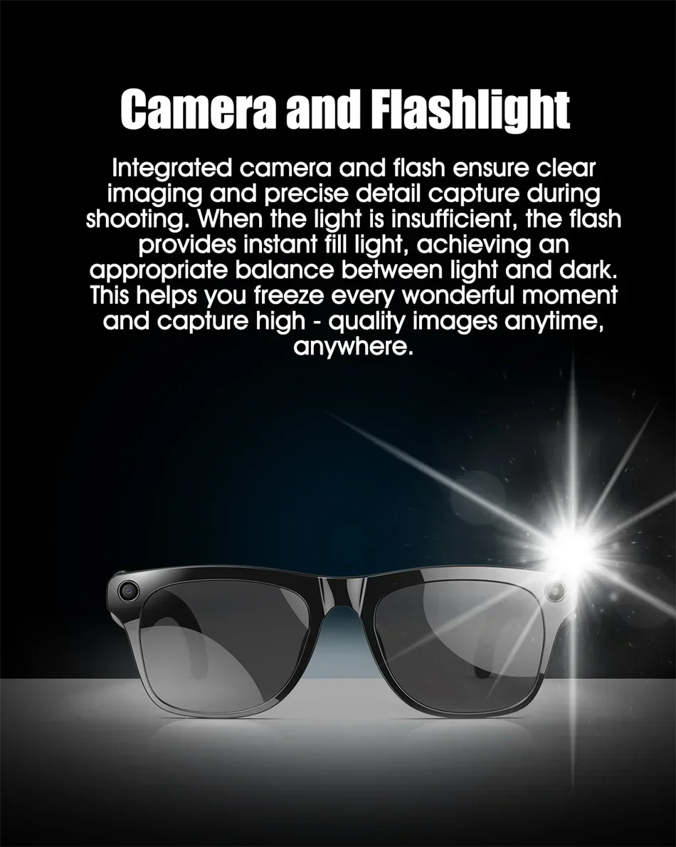 Lenovo AI Smart Glasses With 8K 1200mp Camera Chat Gpt Touch Sport Sunglasses Music Player Bluetooth Calling Voice Assistant