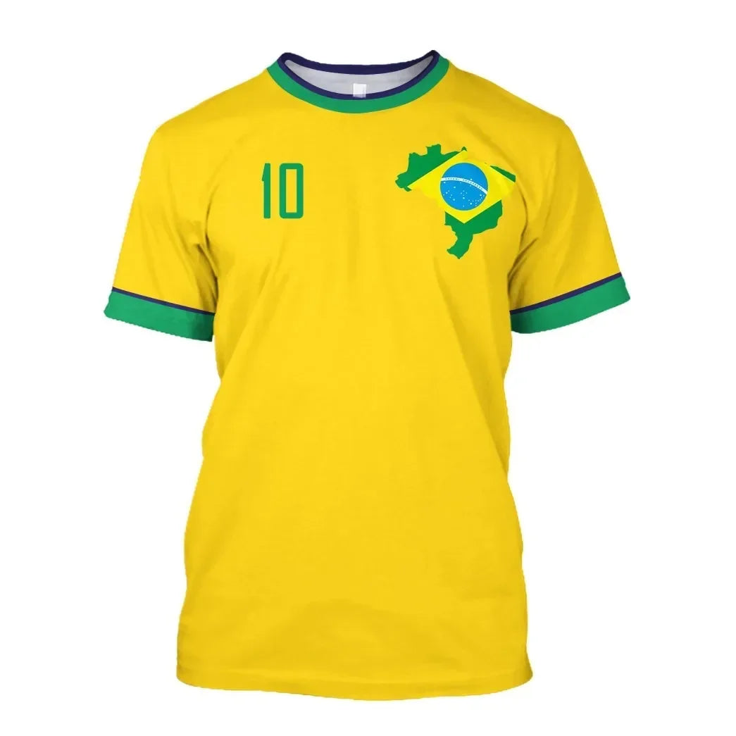 2026 New  Football Jersey T Shirt Brazilian National Team Shirt O Neck Oversized Casual Streetwear Men's Apparel