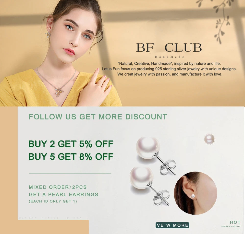 BF CLUB 925 Sterling Silver Ring For Women Jewelry Gold Pearl Finger Open Vintage Handmade Ring Allergy For Party Birthday Gift