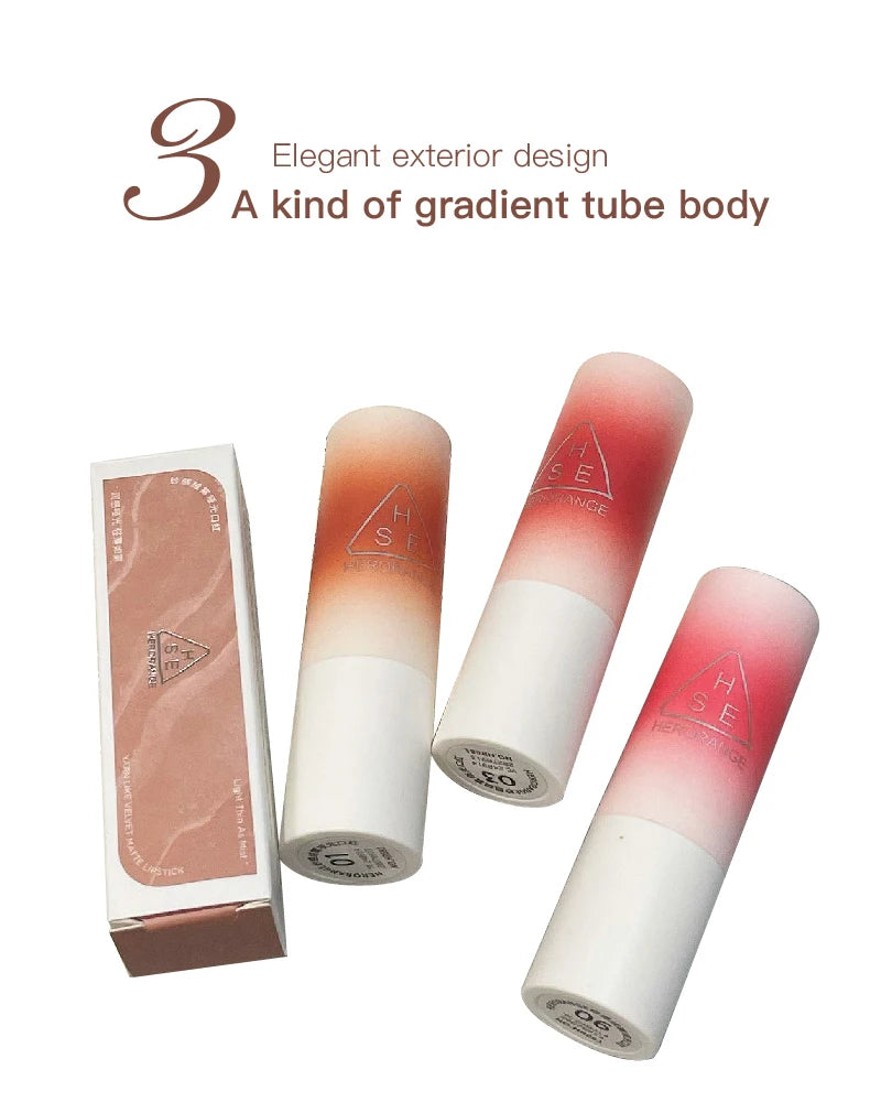 HERORANGE yarn felt velvet fog matte lipstick fog face velvet color holding makeup lifting color whitening lipstick