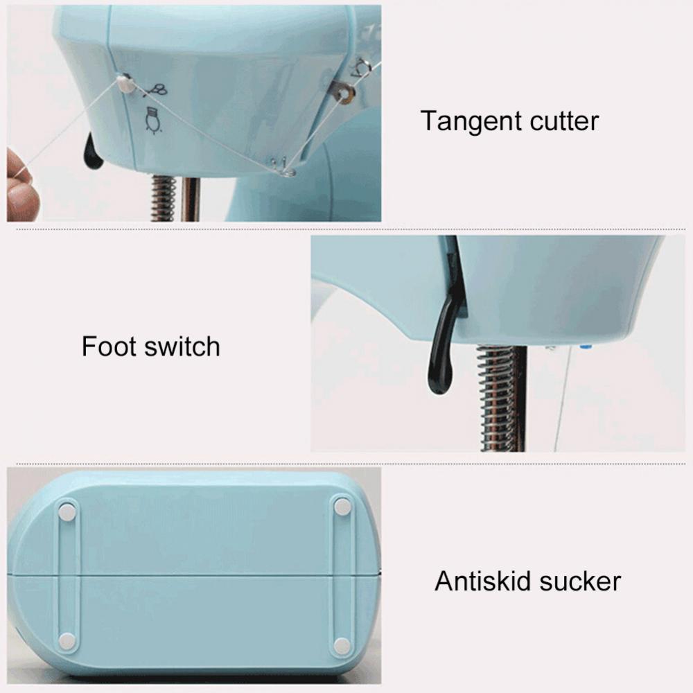 Mini Sewing Machines Portable Electric Household Stitching Sew Fabric Pedal Mini Foot Hand Table Model Sewing Electric Machine