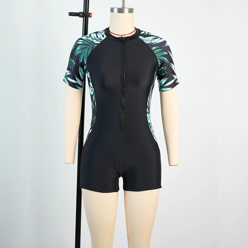 2024 Women Swimsuits One Piece Sports Beach Bathing Suits with Zipper Woman Monokini Lady Bodysuits Sunscreen Surfing Swimwear