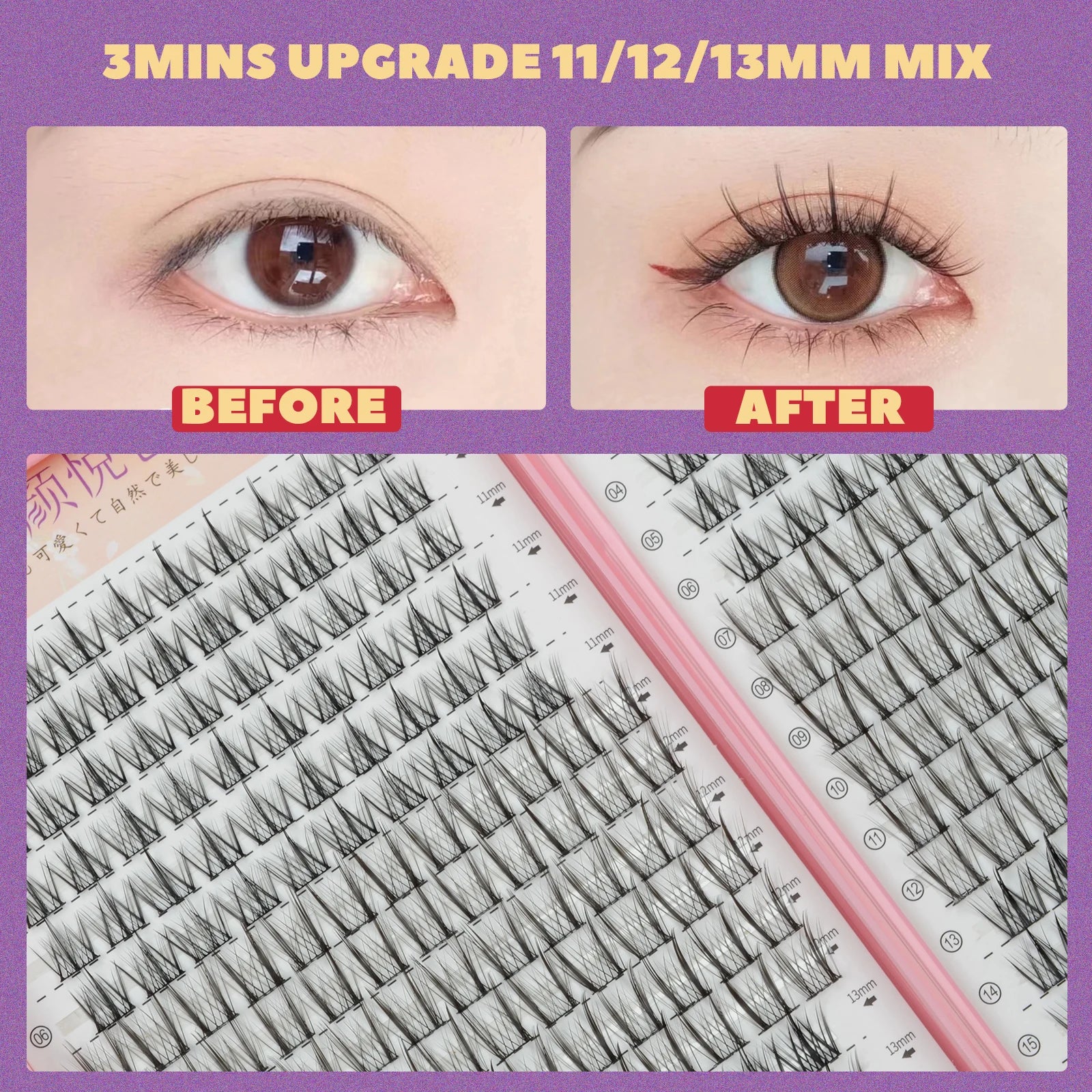 False Eyelashes High-capacity Natural Wispy Cluster Lashes 32 Rows DIY Lash Extension Supplies High Quality Professional Makeup