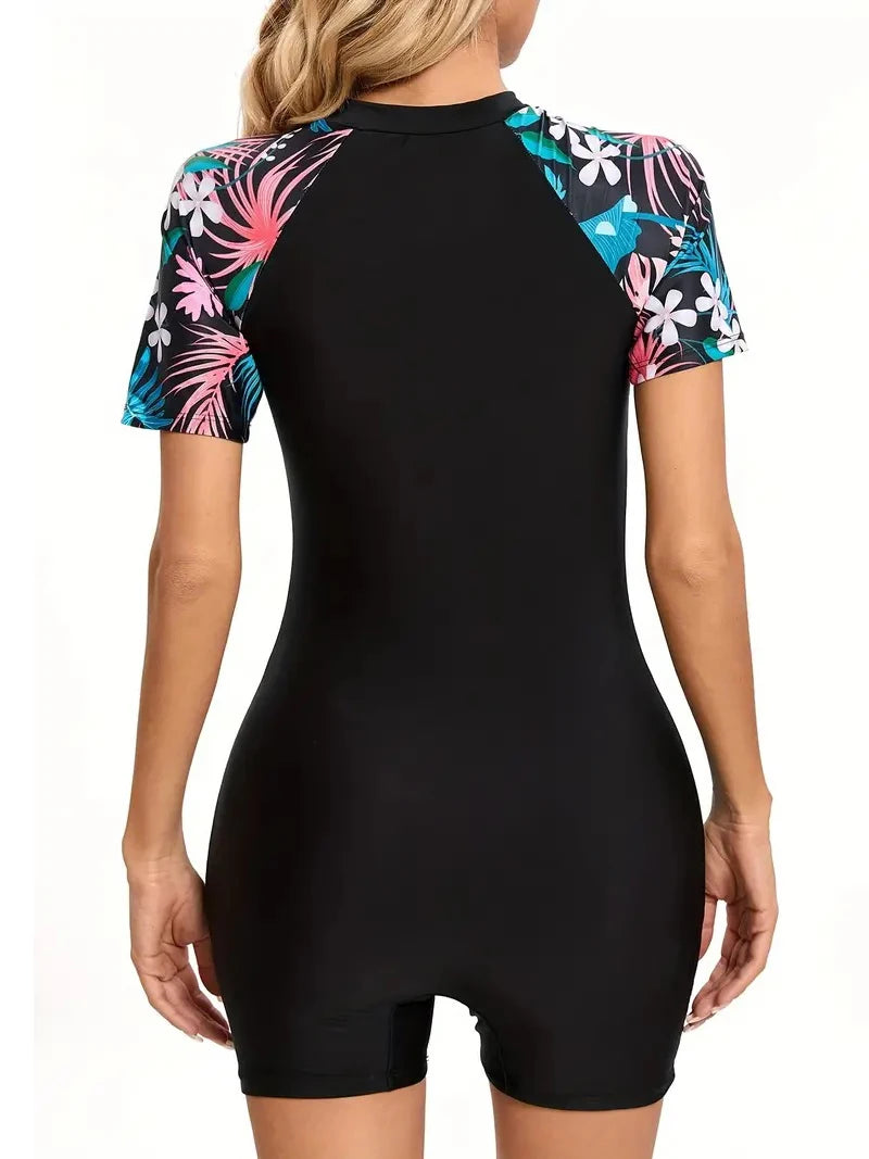 2024 Women Swimsuits One Piece Sports Beach Bathing Suits with Zipper Woman Monokini Lady Bodysuits Sunscreen Surfing Swimwear