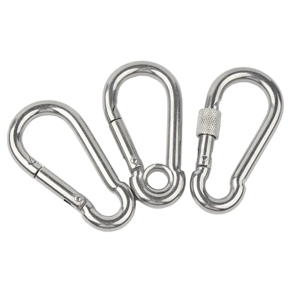1/2/5Pcs M4 M5 M6 M8 M10 304 Stainless Steel Spring Snap Carabiner Quick Link Lock Ring Hook Snap Shackle Chain Fastener Hook