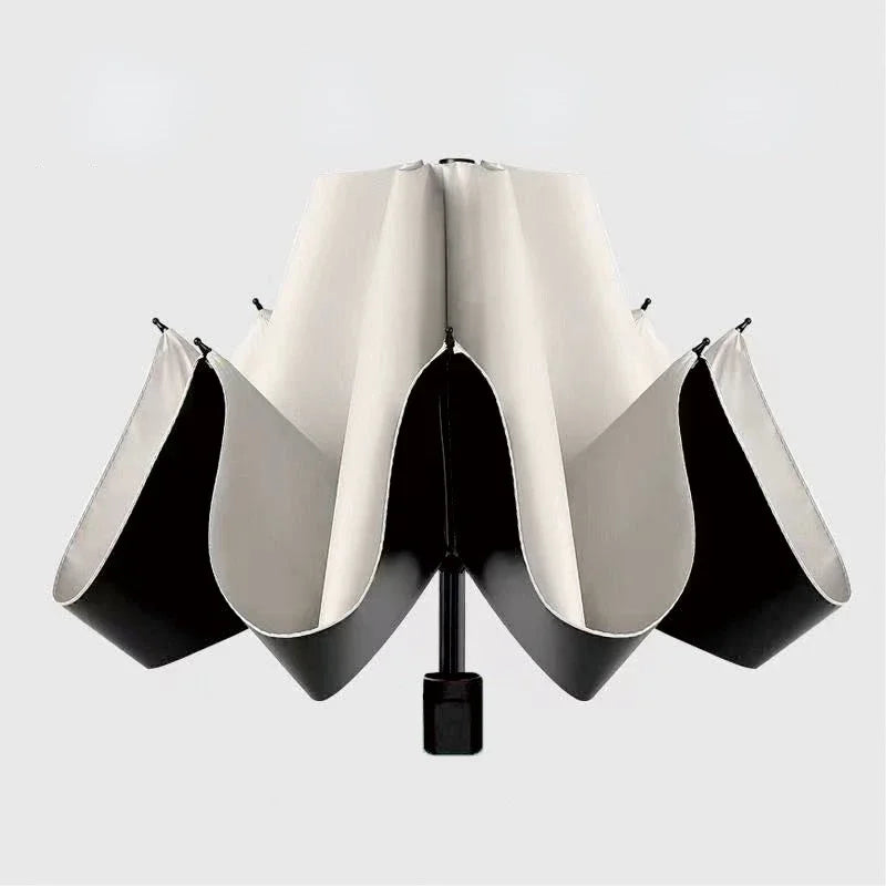 Umbrella 5-Fold Portable with Carabiner Lightweight Folding Sun-Rain Umbrella Small Size UPF 50UV Protection