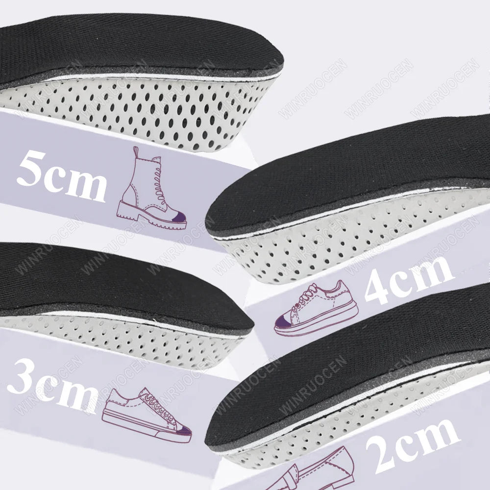 1/2 Pairs 2/3/4/5cm Height Increase Insoles Unisex Memory Foam Heel Lifts Breathable Sweat Absorbent Elevator Shoe Pads insoles