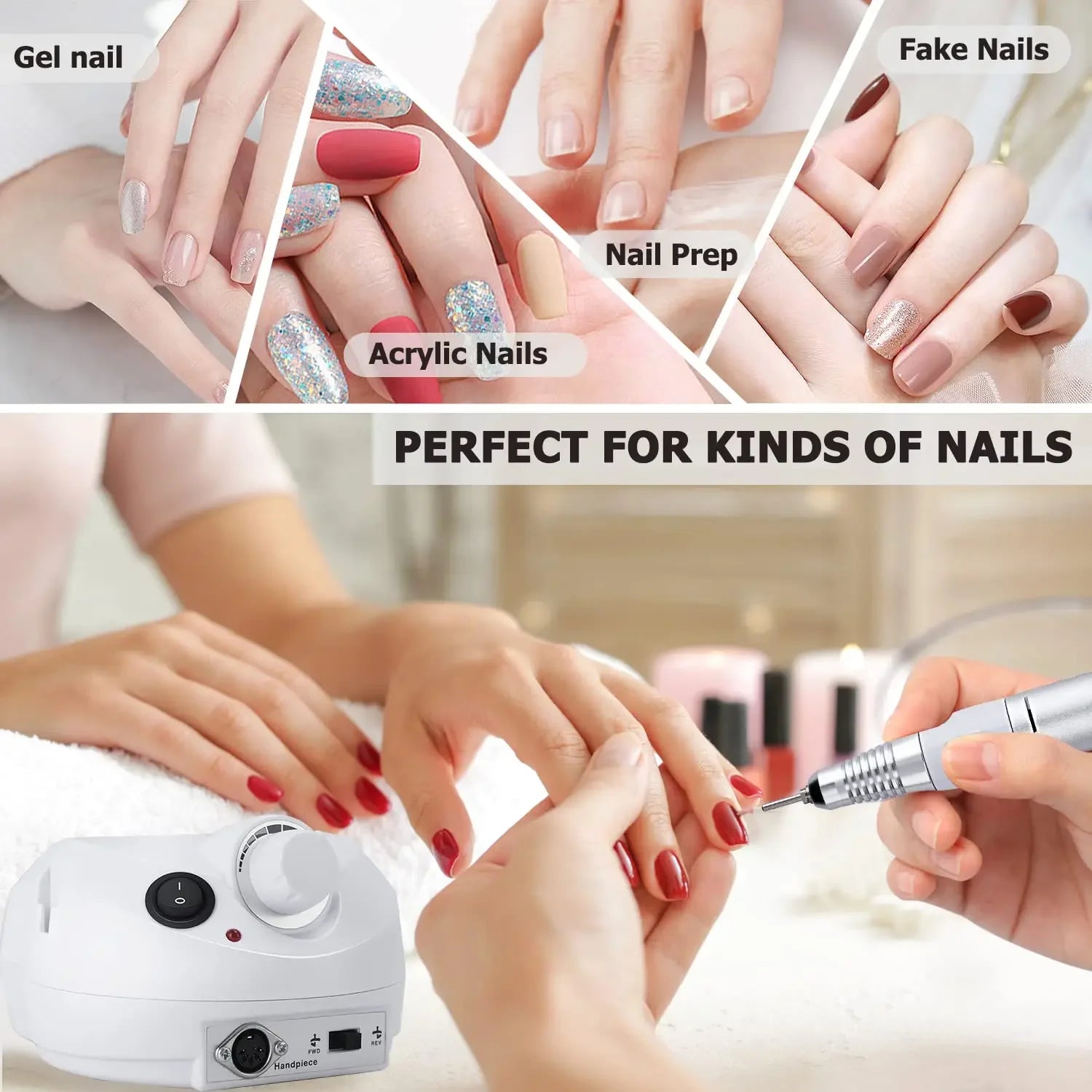 Electric 30000 RPM Nail Drill Machine Kit with Foot Pedal Nail Drill Bits Nails Manicure Set Nail Grinder for Gel Remove Polish