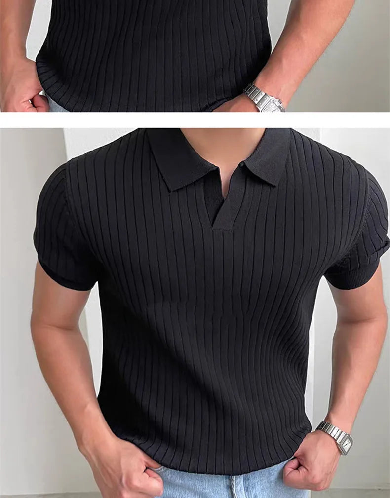 Summer Sports And Leisure Slim Fit T-Shirt Fashionable Men's Golf Polo Shirt Open Neck Breathable Quick Drying Short Sleeved Top