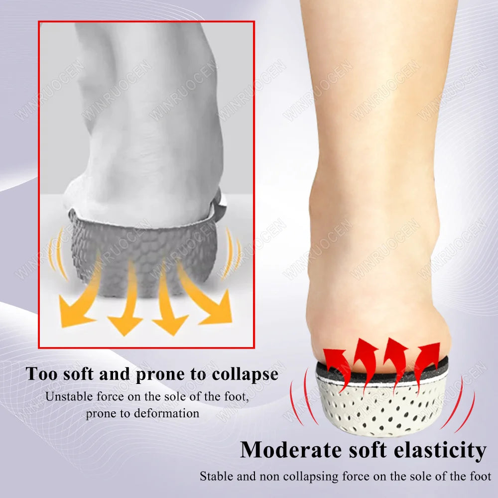 1/2 Pairs 2/3/4/5cm Height Increase Insoles Unisex Memory Foam Heel Lifts Breathable Sweat Absorbent Elevator Shoe Pads insoles