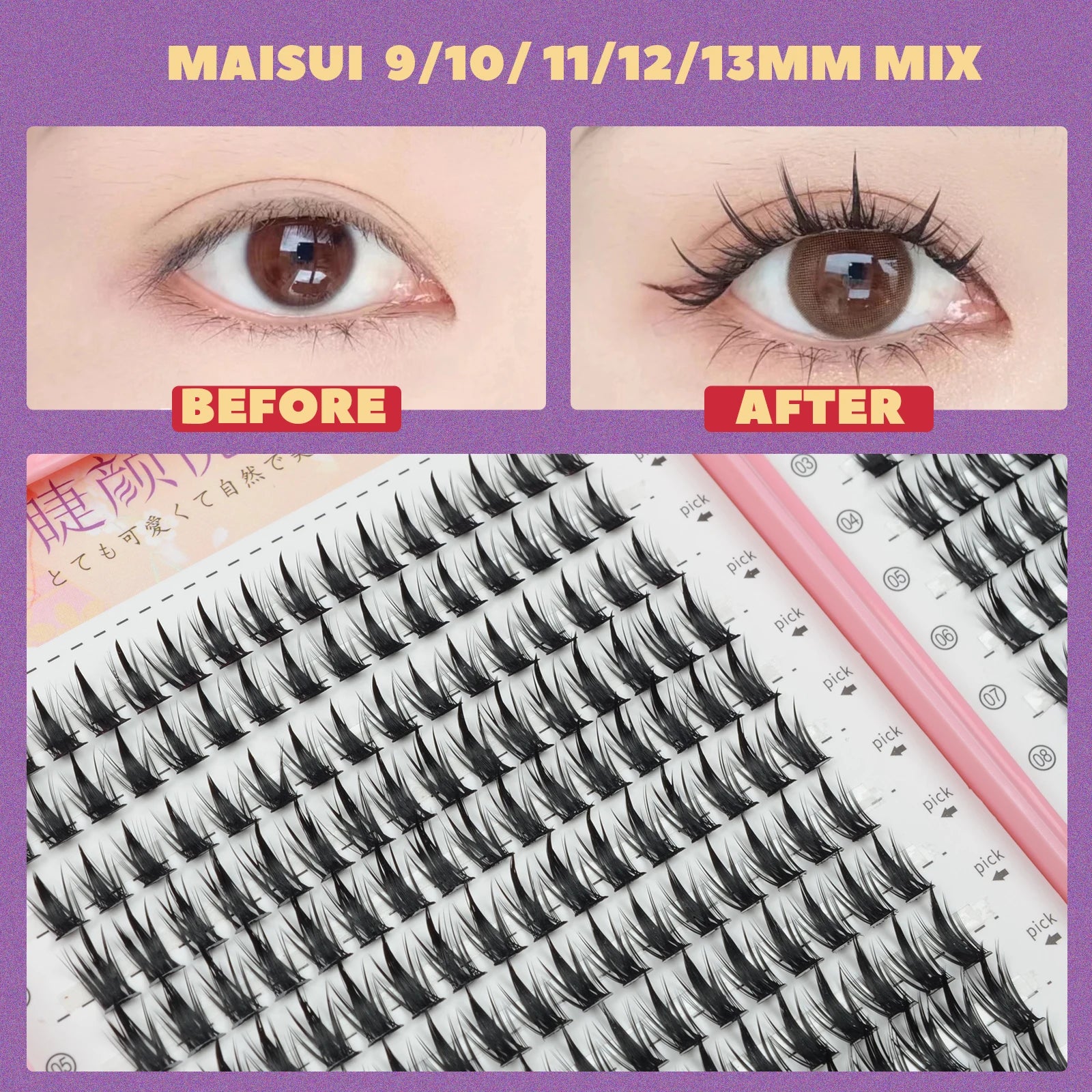 False Eyelashes High-capacity Natural Wispy Cluster Lashes 32 Rows DIY Lash Extension Supplies High Quality Professional Makeup